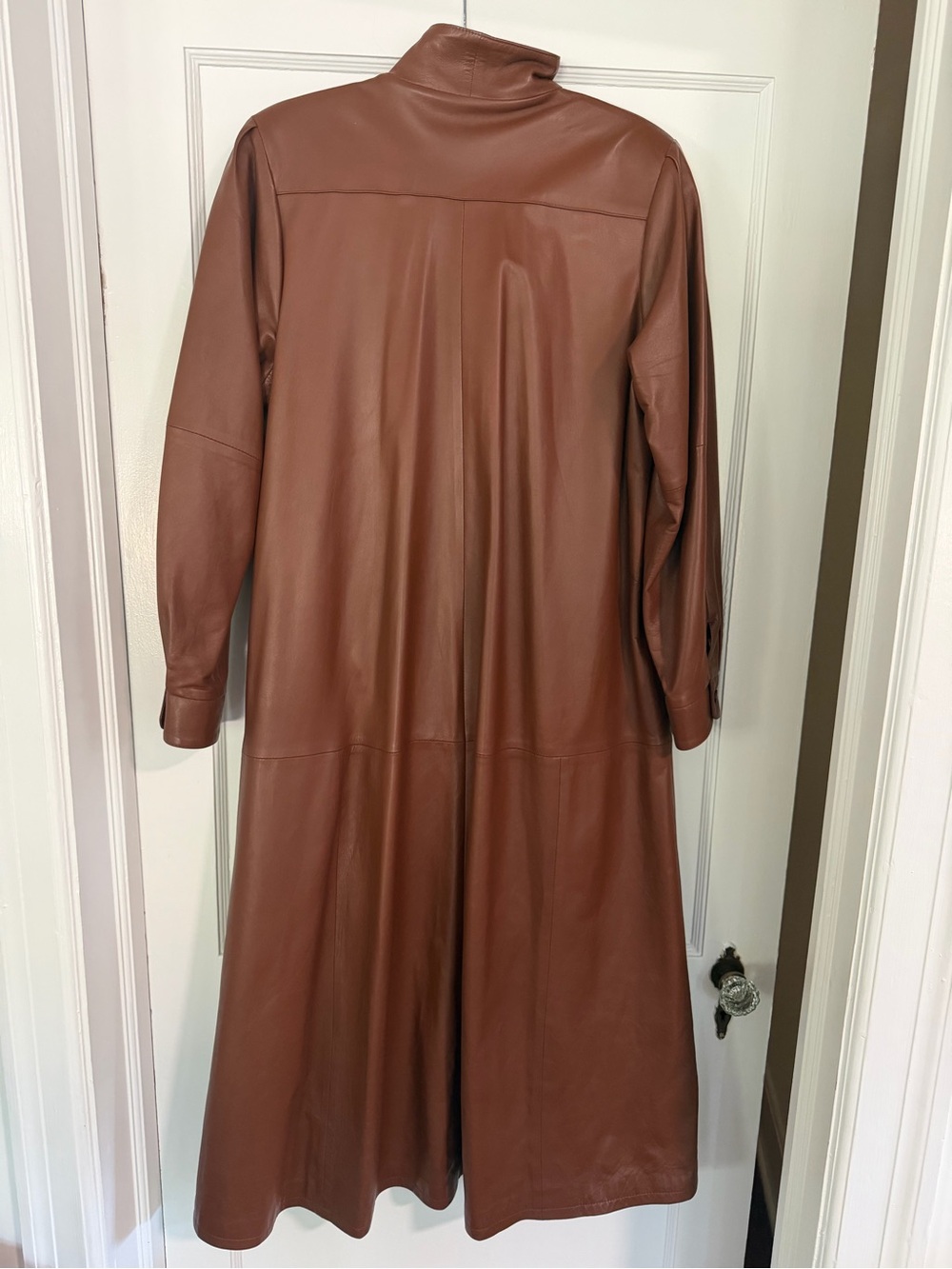 Remy Vintage 1980’s Full Length Soft Leather Trench Coat Cognac Women’s Small - Picture 2 of 9